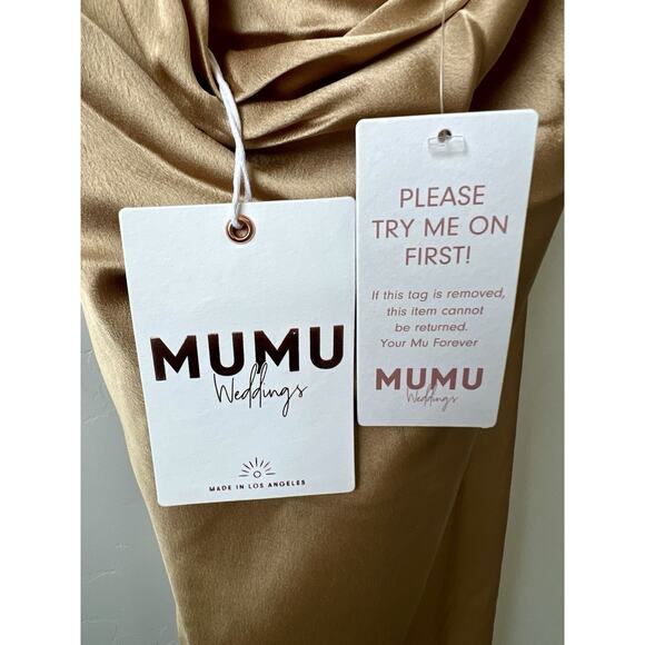 Show Me Your Mumu Verona Cowl Bridesmaid Slip Dress True Gold Luxe NWT$168 XS - Picture 4 of 8